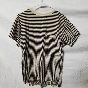 Striped Short-Sleeve Pocket Tee in Black and Cream
